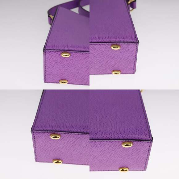 CELINE Shoulder Bag Leather Purple Gold - Picture 10 of 13